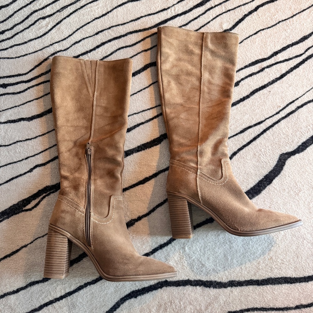Steve Madden Taupe Sueded Heeled Boots